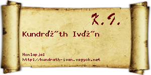 Kundráth Iván névjegykártya